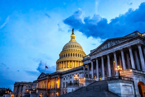 US Capitol Lights North Side Illuminated Congress House Representatives Senate Capital City Washington DC